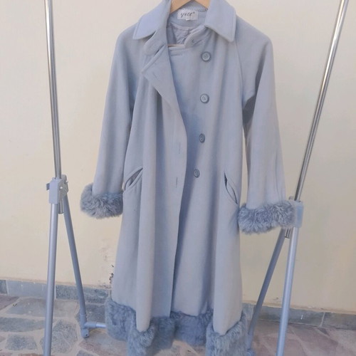 Yell vintage coat used, size S 36, gray turquoise