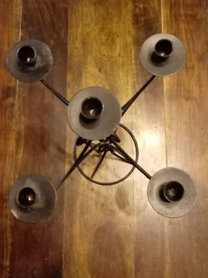 Metal five-seat candlestick vintage rustic used