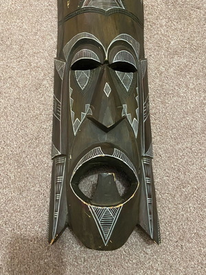 Totem African hand-carved used, 100 x 21.5 cm