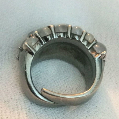Balmain 925 Silver Ring used with Black Plating and Semi-Precious Stones No. 54