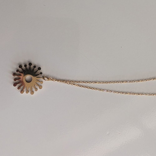 Sun necklace handmade with stainless steel chain and rhinestones, new