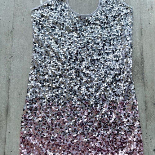Toi&Moi Mini Dress with Sequins in Nude-Rose and Silver, Size Small, Like New