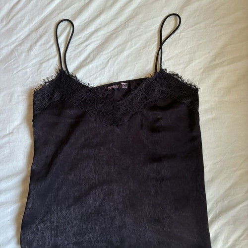 Bershka Black Satin Lace Cami Top like new, size S