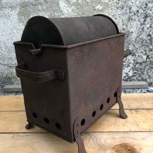Metal manual coffee roaster used, functional