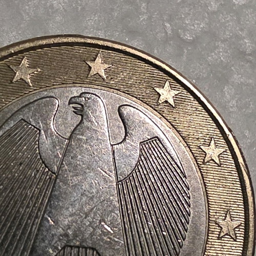 1 euro coin Germany 2002 used with minting error