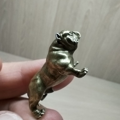 Bulldog miniature made of brass new, antique gold tone