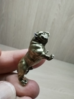 Bulldog miniature made of brass new, antique gold tone