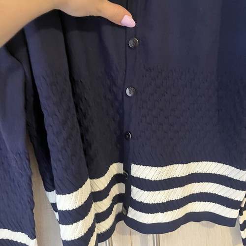 Leonard's women's cardigan like new, blue navy with white details, size M