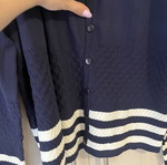 Leonard's women's cardigan like new, blue navy with white details, size M