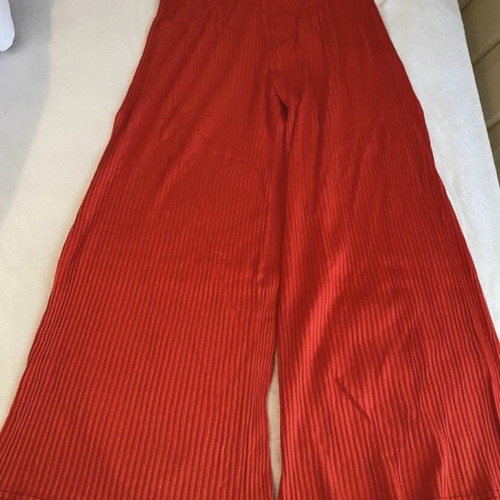 Zip-Kilot pants new, ribbed fabric, elastic waist, red-orange