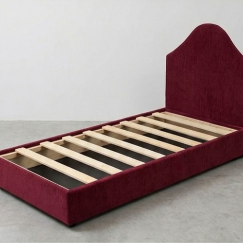 Single bed like new with burgundy velvet upholstery 90x200 cm
