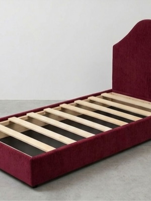 Single bed like new with burgundy velvet upholstery 90x200 cm