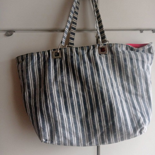 striped fabric bag