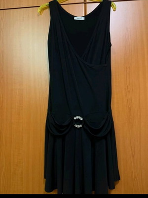 Derpouli midi dress black like new, elastic evening