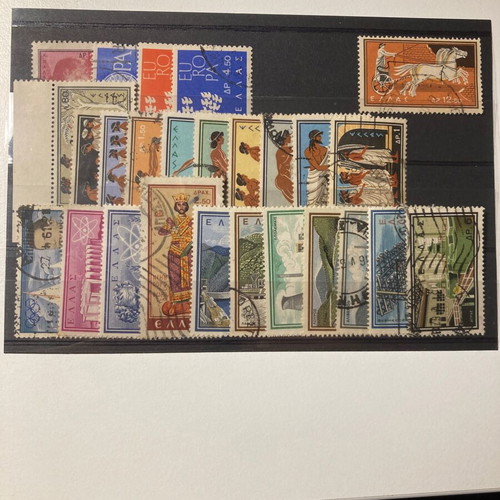 Greek stamp series used, complete sets of 8