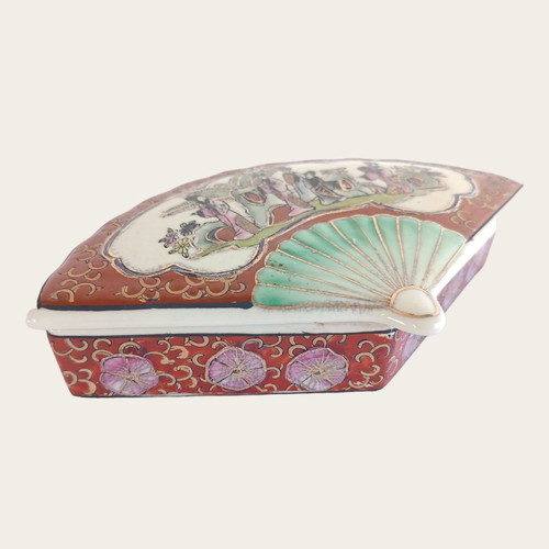 Royal Satsuma decorative jewelry box fan used