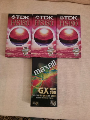 Blank sealed video cassettes, 3 hours duration each