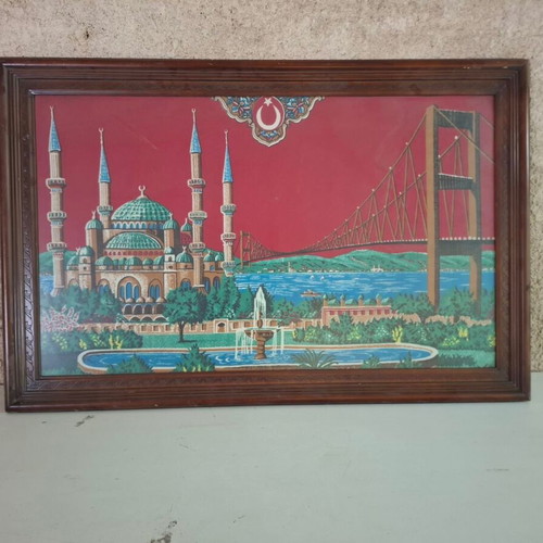 Agia Sofia Constantinople framed painting used with Turkish flag