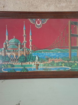 Agia Sofia Constantinople framed painting used with Turkish flag