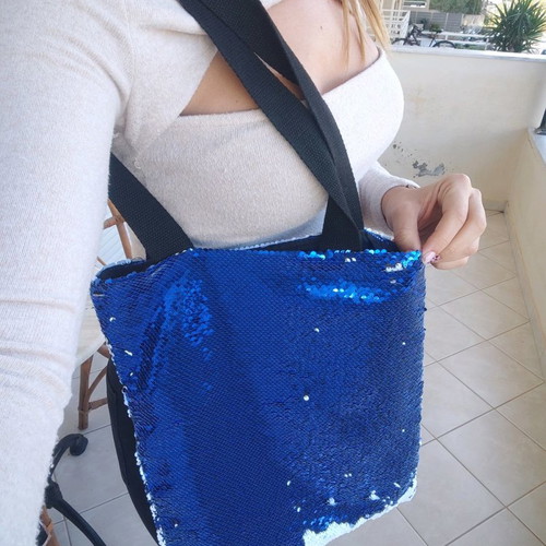 Blue sequin shoulder bag new