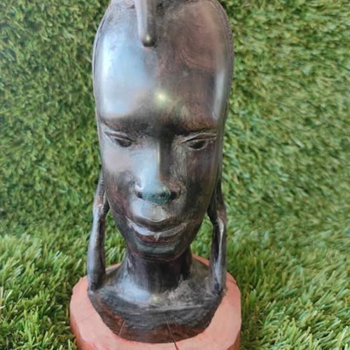 Ebony sculpture with Maasai woman head like new