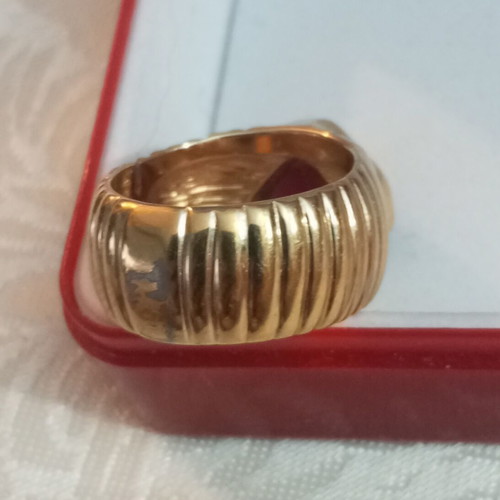 Vintage Russian Gold-Plated Ring with Ruby-Type Glass Stone, Size 54 used