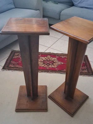 Ξύλινες ανθοστήλες art deco, σετ 2, ύψος 69 εκ.