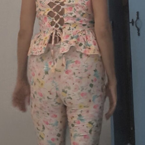Floral set leggings and blouse medium size, new, pastel pink