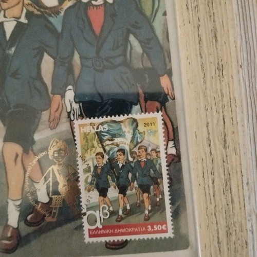 ELTA collectible card with frame, stamp