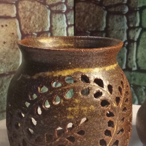 Handmade ceramic aromatic burner set stoneware like new