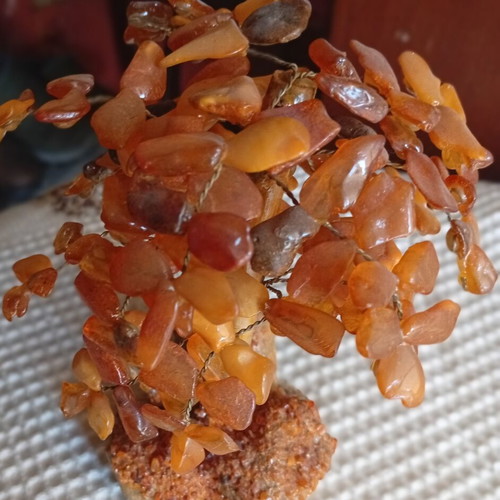 Handmade Carnelian or Amber Gemstone Tree Feng Shui decor