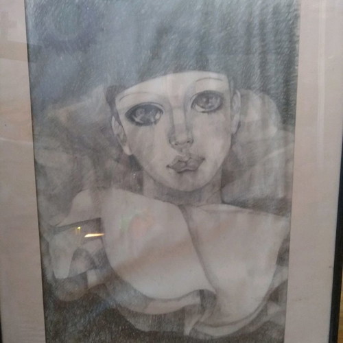Arlekinos charcoal drawing used by unknown artist