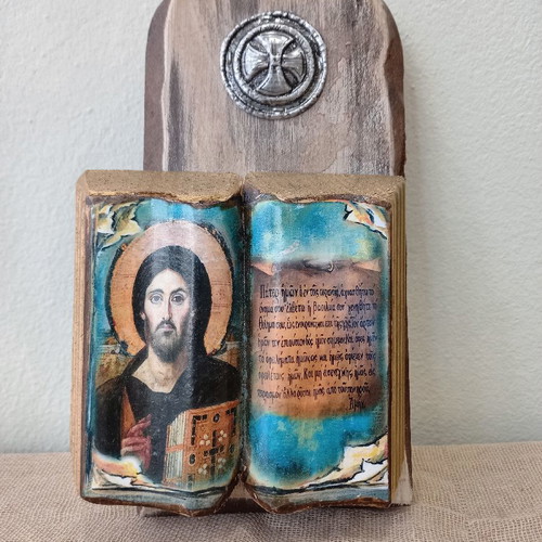 Wooden icon book with Pater Imon new 20×12cm