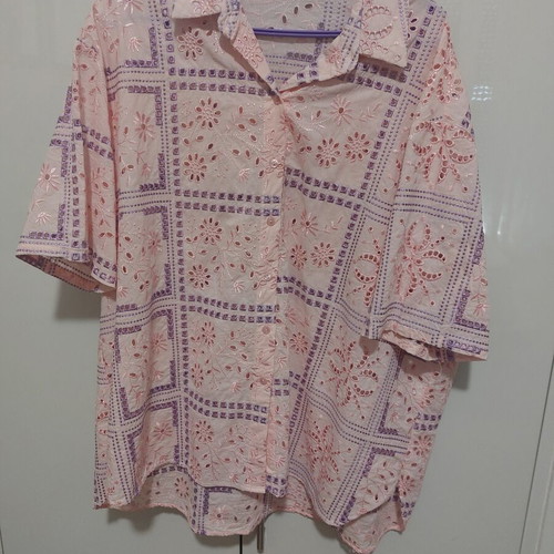 Hemithea broderie shirt and shorts set, pink and purple