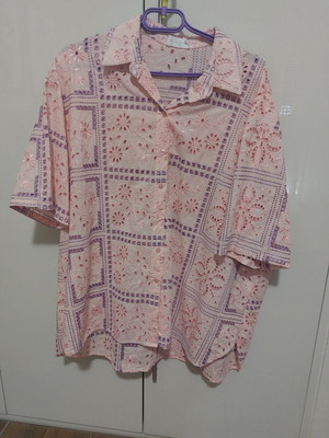 Hemithea broderie shirt and shorts set, pink and purple