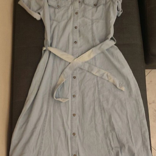 Stradivarius denim dress like new, midi, blue, size L