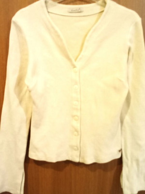 Ysatis long-sleeve top S like new, beige, cotton-acrylic