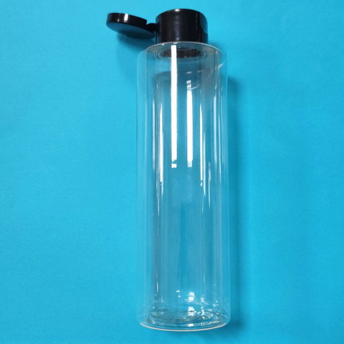 SET OF 3 Plastic PET bottle transparent suitable for creams, body lotion 200 ML - With black cap