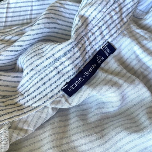 Stradivarius striped summer shirt XS used, white and turquoise
