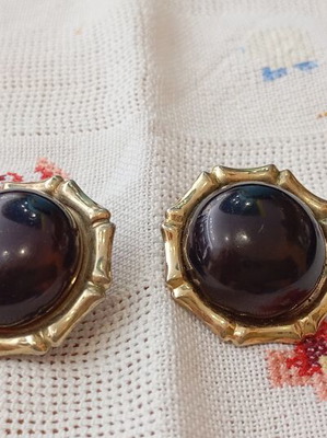 Vintage earrings 80s with clips, like new, black