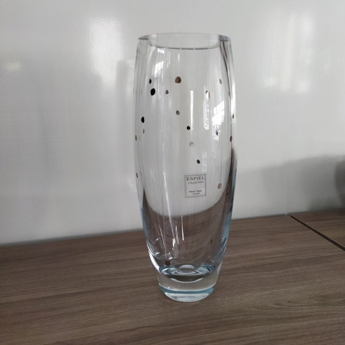 Espiel Collection tall crystal vase new, hand made