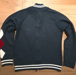 Knitted men's cardigan Medium dark blue like new with high collar