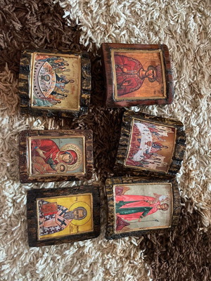 Handmade Christian icons used, pack of 30, tree bark
