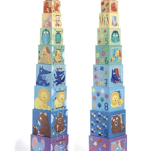 Montessori educational toy Djeco 10 stacking cubes like new