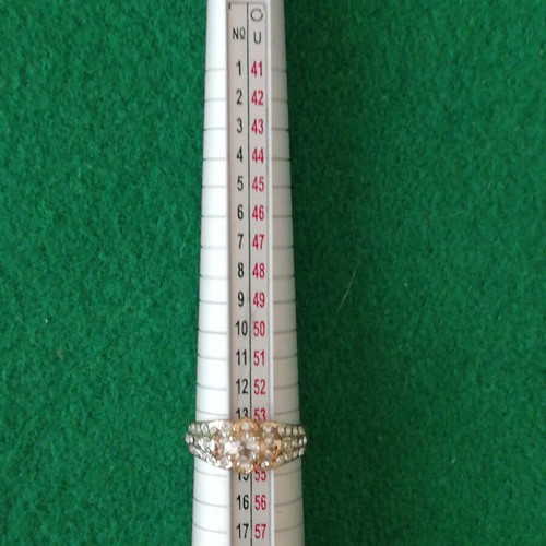 Gold-plated steel ring with clear zirconia new