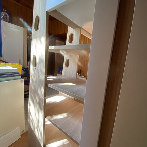 Multifunctional Loft Bed with Desk, Cabinets and Shelves like new