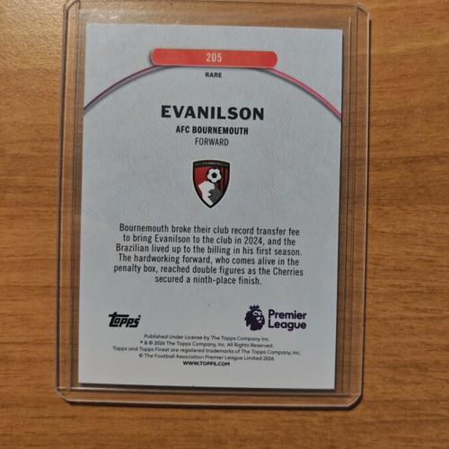 Evanilson Rare Blue Refractor 74/99 Topps Finest 2026