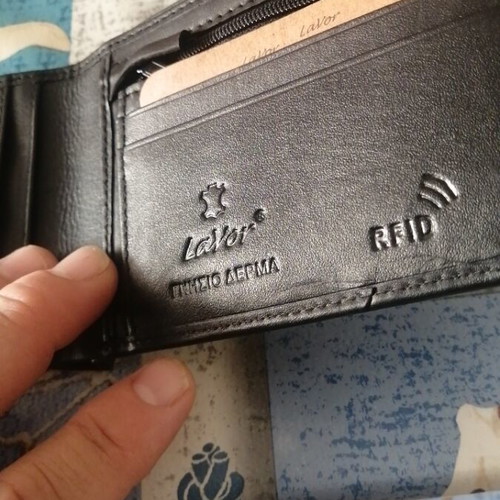 Lavor leather men's wallet new, black with box