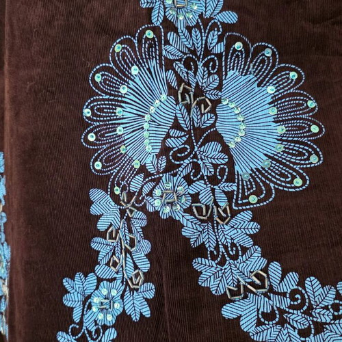 Boho skirt Morgan L like new, brown with turquoise embroidery