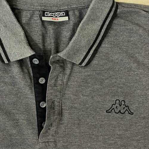 Kappa Men Polo Shirt, Grey, Contrast Trim, Size 4XL